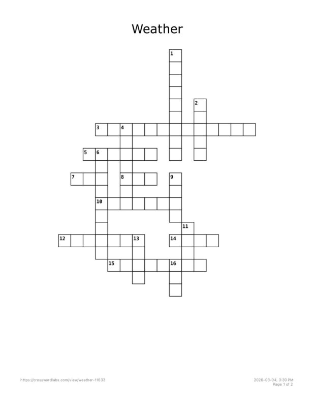 Weather Crossword and Answer Key